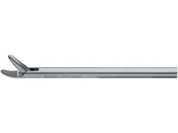 26173KC Karl Storz Macro Needle Holder, 5 mm, 33 cm jaws curved to right, often described as a palm grip model.