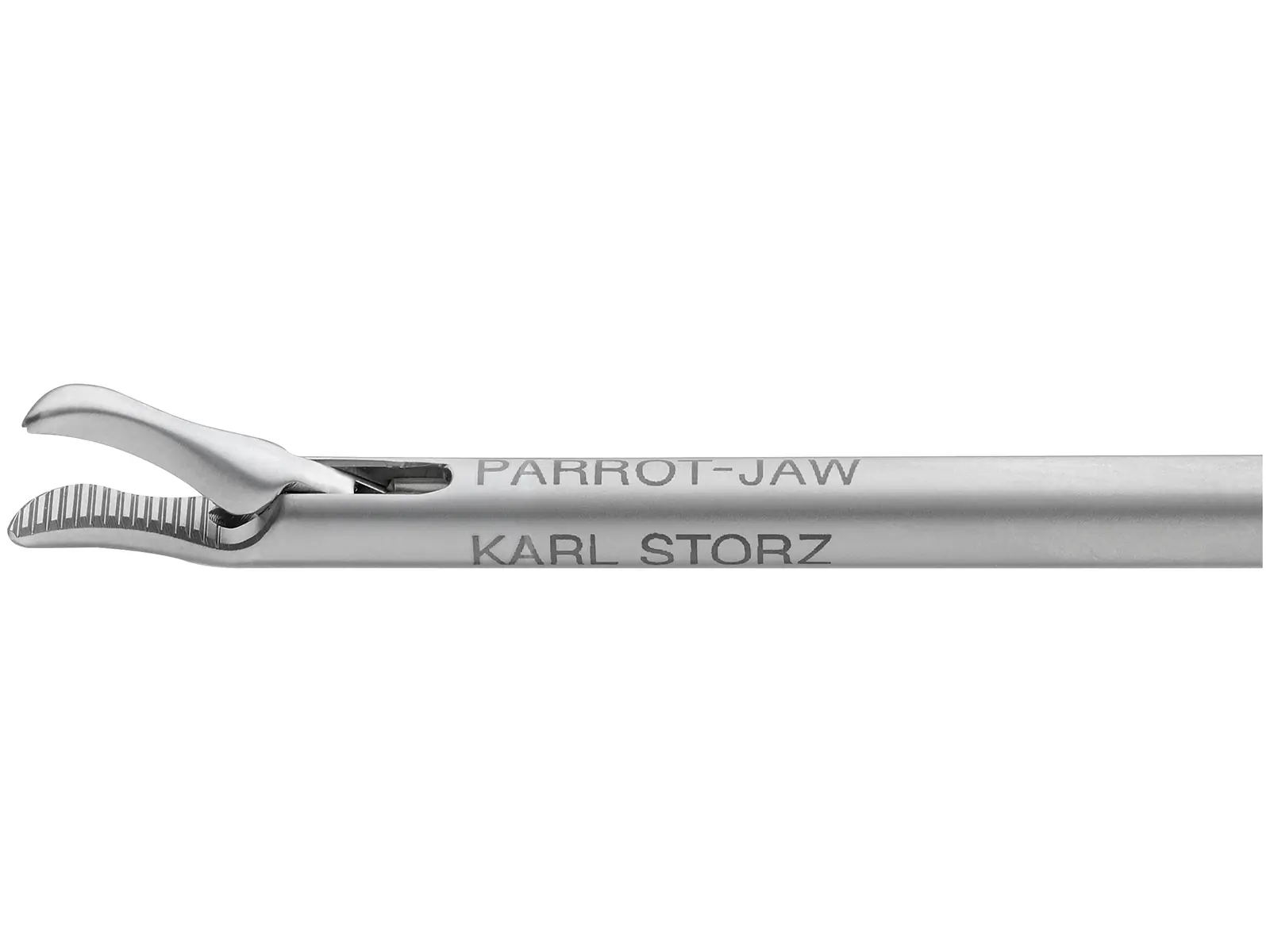 26173SC -Karl Storz  Needle Holder "Parrot-Jaw", 5mm, 33 cm, with ratchet, often described as an axial handle.