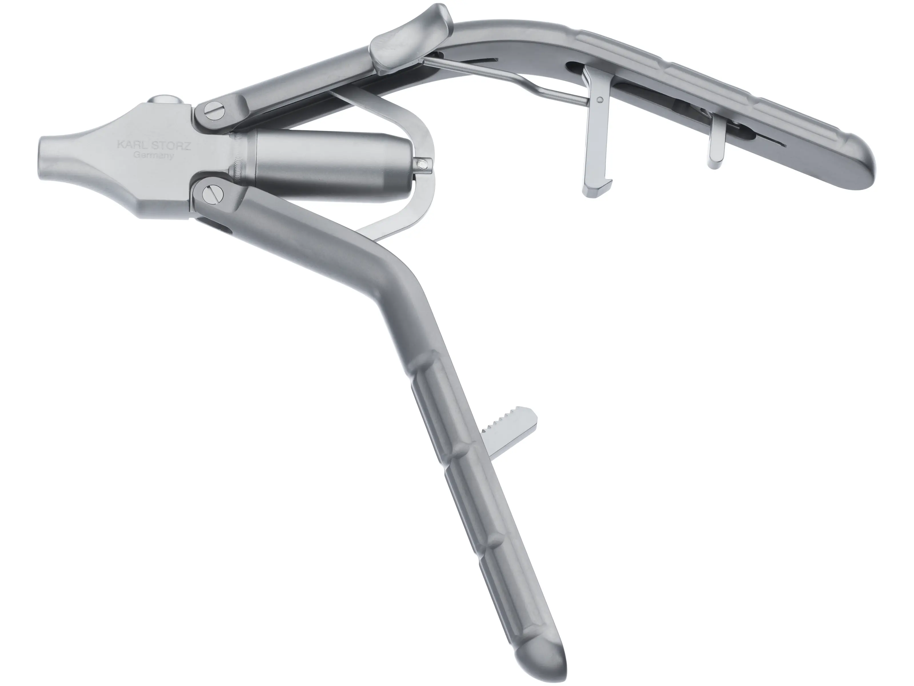 30173LAL-Karl Storz  Dismantling KOH Needle Holder, jaws curved to left, with tungsten carbide inserts.